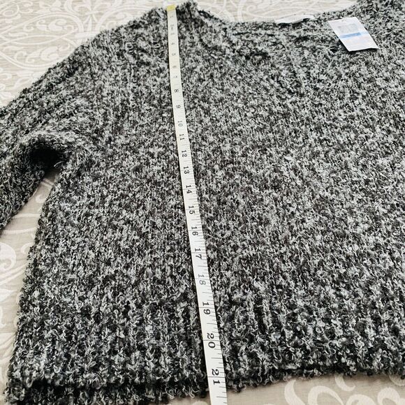 Coco Jaimeson Sweater Women XL Pointelle Heather Charcoal Cozy Comfy Fuzzy NWT - Picture 9 of 10
